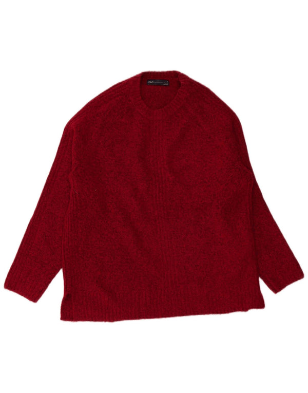 Marks & Spencer Γυναικείο πουλόβερ με λαιμόκοψη UK 14 Medium Burgundy
