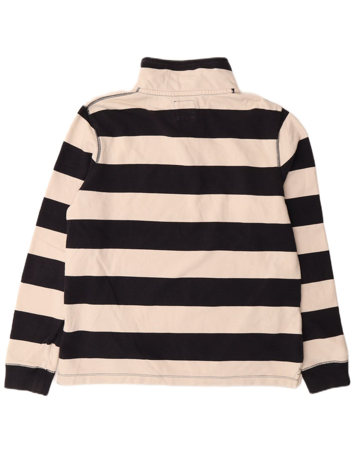 FAT FACE Ανδρική μπλούζα με λαιμόκοψη με κουμπιά πουκάμισο με μεσαίο Navy μπλε ριγέ