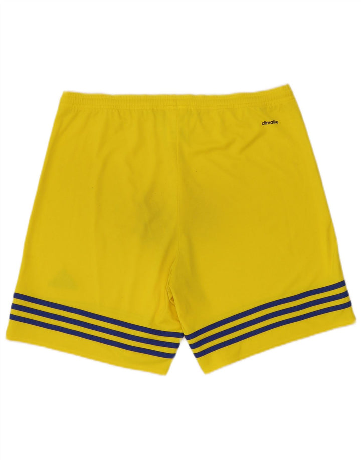 Ανδρικό αθλητικό σορτς Adidas Climalite σε μεσαίο κίτρινο ριγέ πολυεστέρα