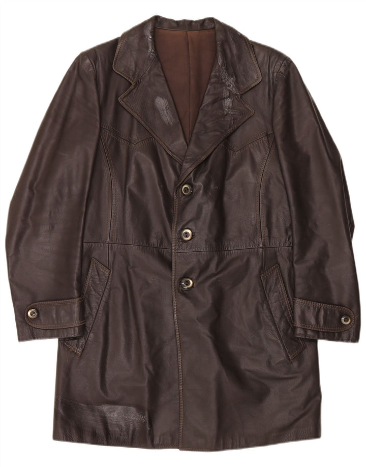 Vintage Ανδρικό Δερμάτινο Παλτό UK 38 Μεσαίο Καφέ