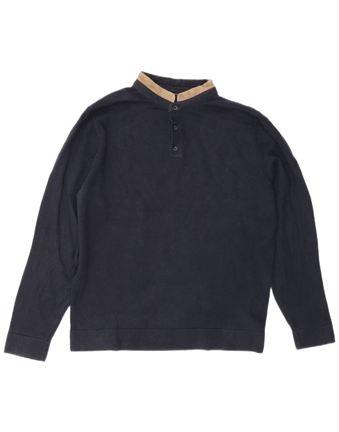 Massimo Dutti Ανδρικό πουλόβερ με λαιμό με κουμπιά από βαμβακερό χρώμα