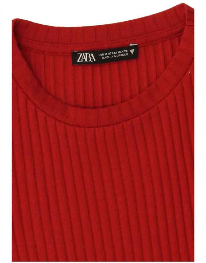 Zara Γυναικείο πλεκτό Bodycon Φόρεμα UK 12 Medium Red