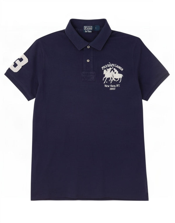 Πόλο Ralph Lauren Ανδρικό γραφικό πουκάμισο XL Navy Blue από βαμβάκι