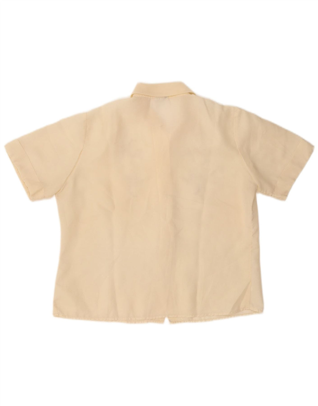 VINTAGE Γυναικείο κοντομάνικο πουκάμισο Μπλούζα UK 14 Medium Yellow Floral