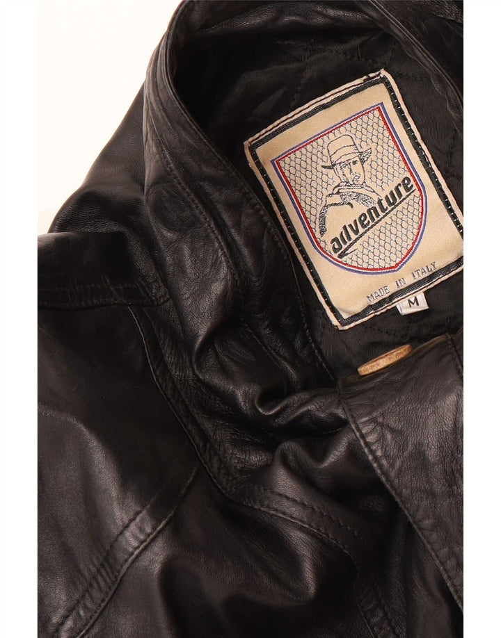 Vintage Ανδρικό Loose Fit Δερμάτινο Μπουφάν UK 38 Medium Μαύρο
