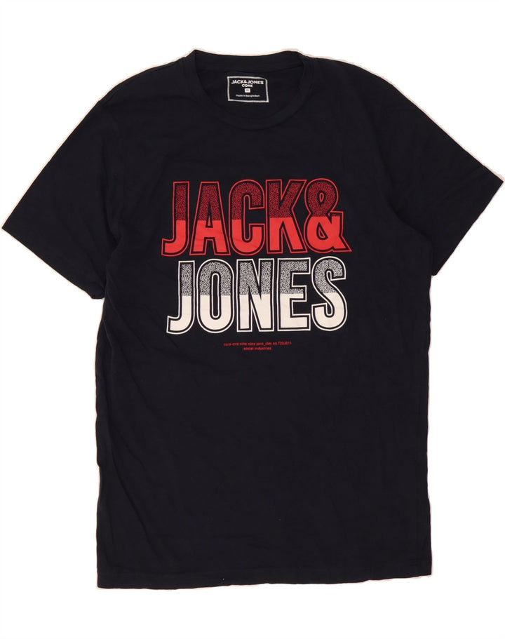 JACK & JONES Mens Graphic T-Shirt Top Medium Navy Blue Cotton Vintage Jack & Jones and Second-Hand Jack & Jones from Messina Hembry 