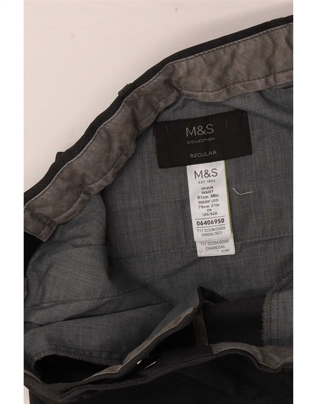 Marks & Spencer Ανδρικό ίσιο κανονικό παντελόνι W38 L31 Γκρι πολυεστέρας