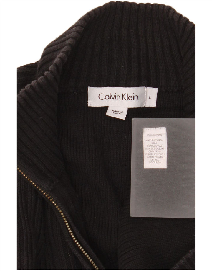 Ανδρικό πουλόβερ Calvin Klein με φερμουάρ, μεγάλο μαύρο βαμβακερό