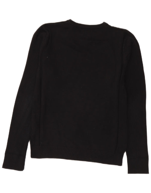 Jack & Jones Ανδρικό γραφικό πουλόβερ με λαιμόκοψη, μεγάλο μαύρο βαμβακερό