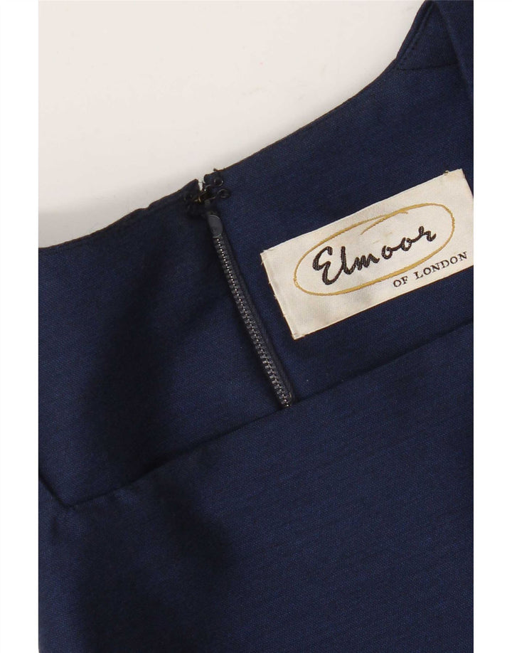 Vintage γυναικείο φόρεμα με θήκη UK 10 Small Navy Blue