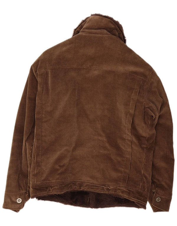 Vintage Ανδρικό Sherpa Κοτλέ μπουφάν UK 36 Small Brown