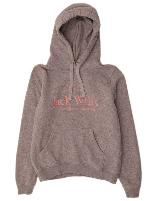 Jack Wills Γυναικεία γραφικά υπερμεγέθη κουκούλα UK 8 Μικρό γκρι βαμβακερό