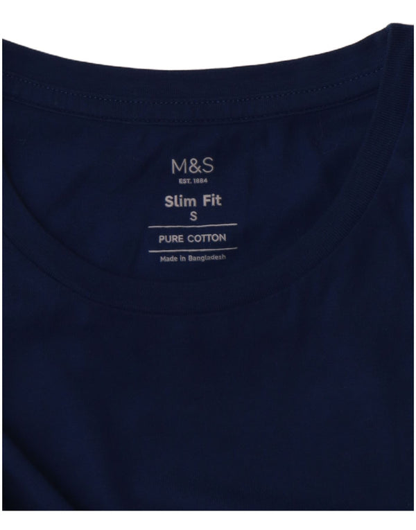 Marks & Spencer Mens Slim Fit T-Shirt Top Small Navy Blue Cotton