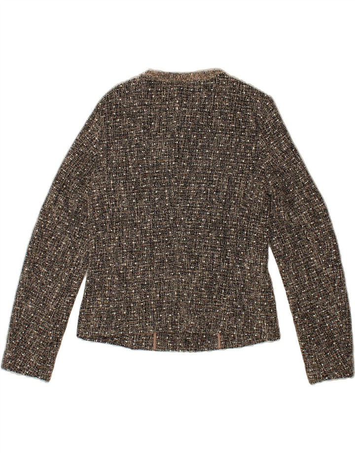 SISLEY Womens Blazer Jacket UK 14 Medium Grey Check Acrylic Vintage Sisley and Second-Hand Sisley from Messina Hembry 