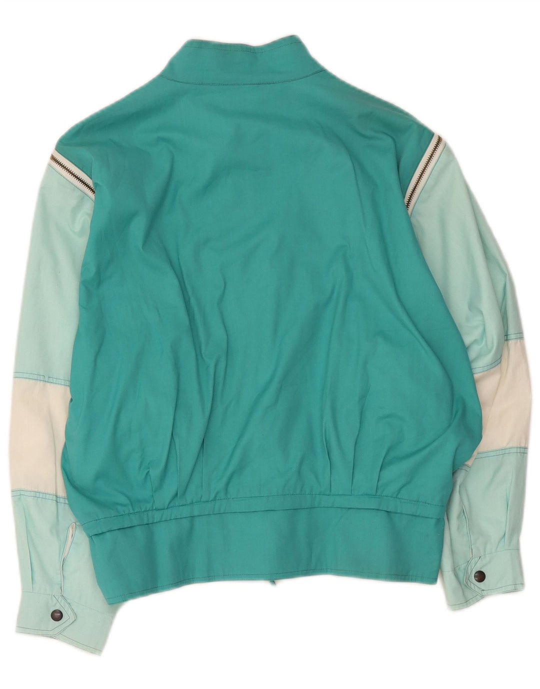Vintage Γυναικείο Bomber Jacket UK 12 Medium Turquoise Colourblock Polyester