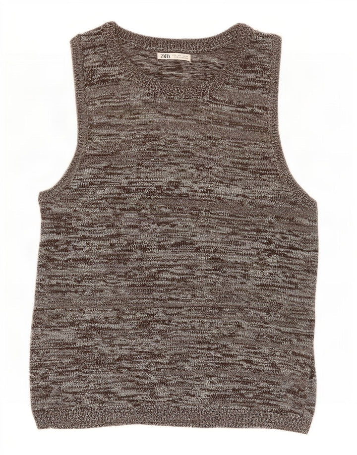 Zara ανδρικό γιλέκο Tank Top Large Grey Flecked Acrylic