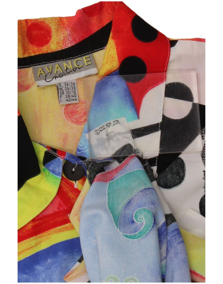 VINTAGE γυναικείο υπερμεγέθη πουκάμισο UK 10/12 Μικρό πολύχρωμο γεωμετρικό