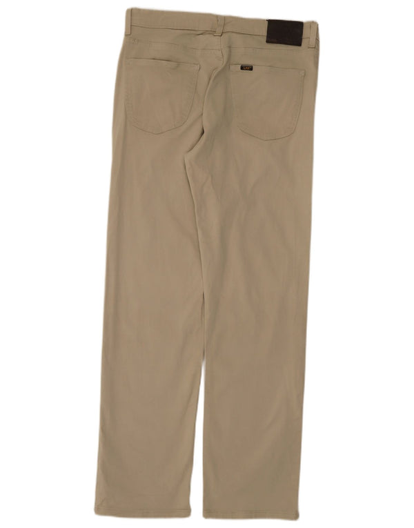 Lee Mens Brooklyn Straight Casual Παντελόνι W34 L34 Μπεζ βαμβακερό