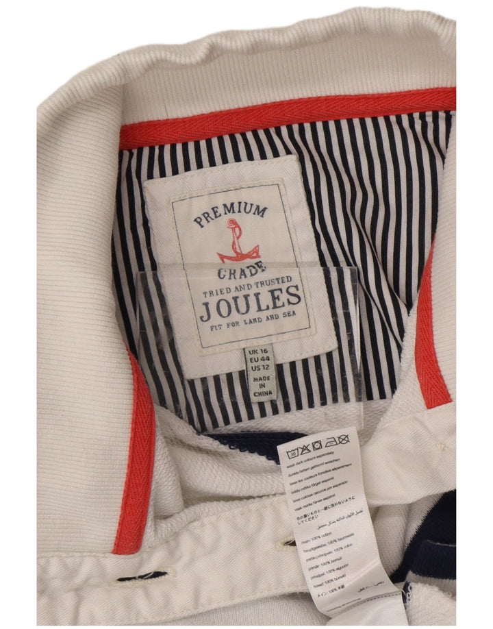 JOULES Γυναικεία φούτερ με λαιμόκοψη με κουμπιά Jumper UK 16 μεγάλο λευκό ριγέ
