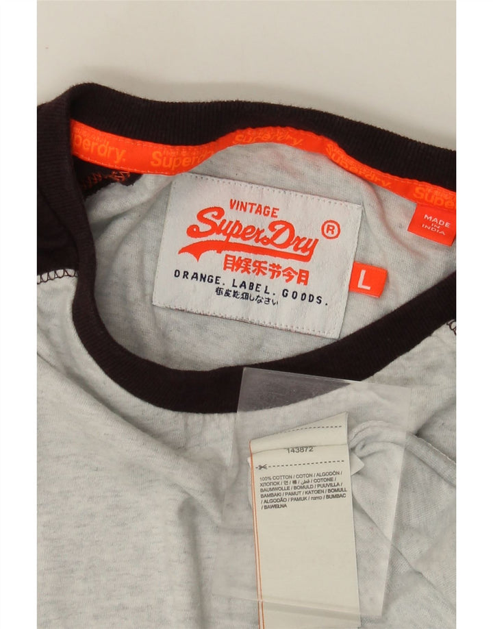Ανδρικό μπλουζάκι Superdry με μεγάλο μακρυμάνικο γκρι βαμβακερό χρώμα