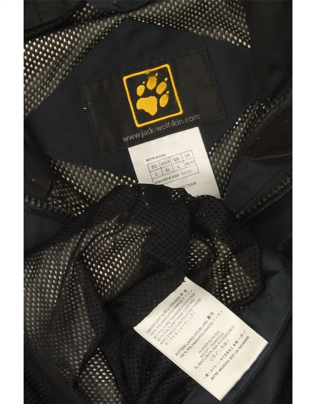 JACK WOLFSKIN Ανδρικό μπουφάν βροχής με κουκούλα UK 40/42 μεγάλο μπλε ναυτικό πολυαμίδιο