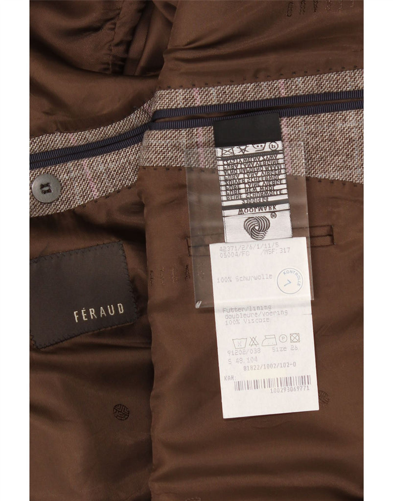 FERAUD Mens 2 Button Blazer Jacket UK 40 Large Grey Check Wool Vintage Feraud and Second-Hand Feraud from Messina Hembry 
