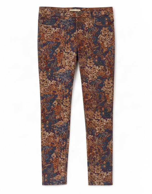 Zara Γυναικείο Skinny Jeans EU 42 Large W32 L29 Πολύχρωμο Βαμβακερό Floral