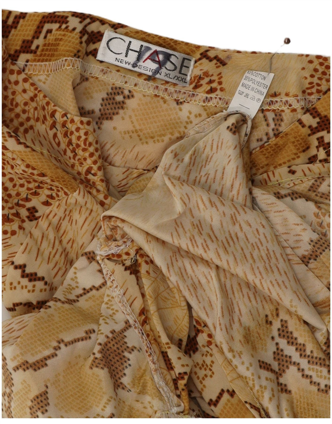 Γυναικεία μακρυμάνικη μπλούζα VINTAGE τοπ UK 18 XL μπεζ ζωικό τύπωμα βαμβακερό