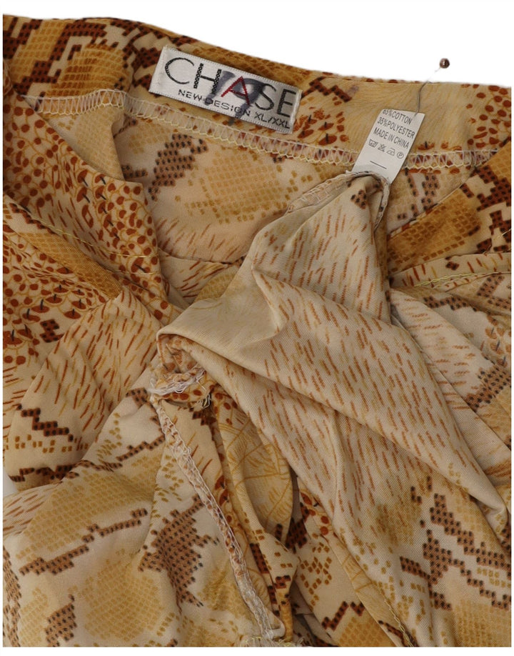 Γυναικεία μακρυμάνικη μπλούζα VINTAGE τοπ UK 18 XL μπεζ ζωικό τύπωμα βαμβακερό