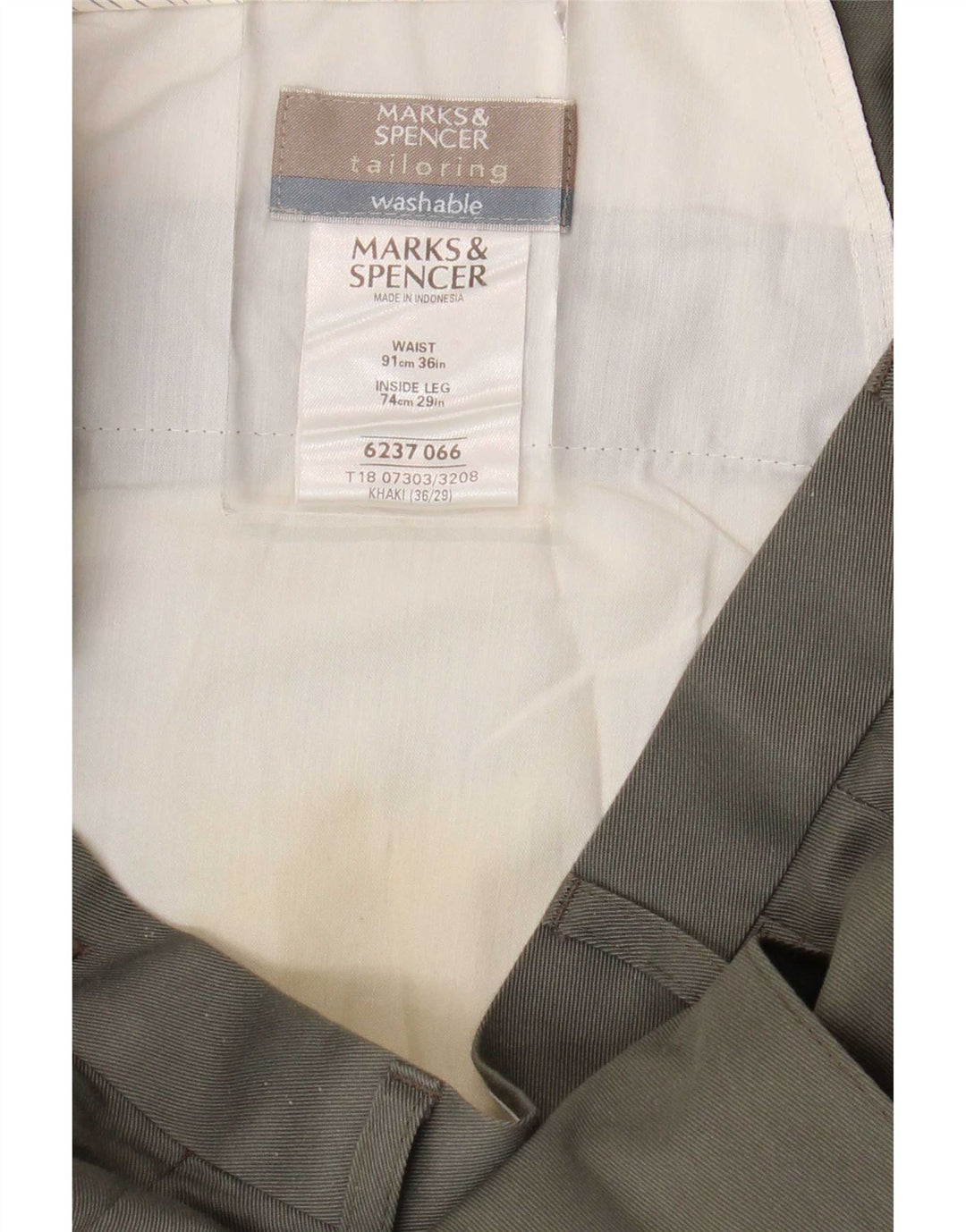 Marks & Spencer Ανδρικό ίσιο παντελόνι W36 L29 Khaki Polyester