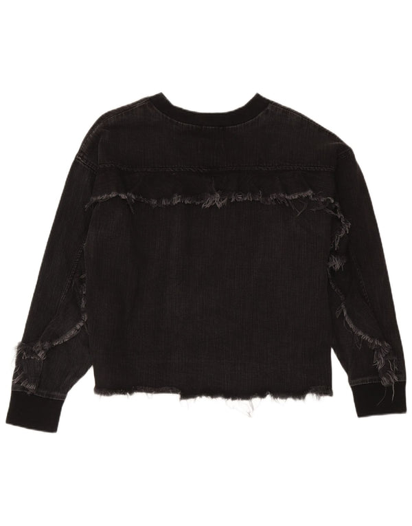 Zara Γυναικεία Φούτερ Jumper UK 14 Medium Black Cotton