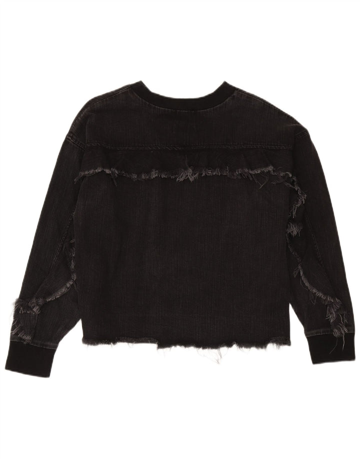 Zara Γυναικεία Φούτερ Jumper UK 14 Medium Black Cotton