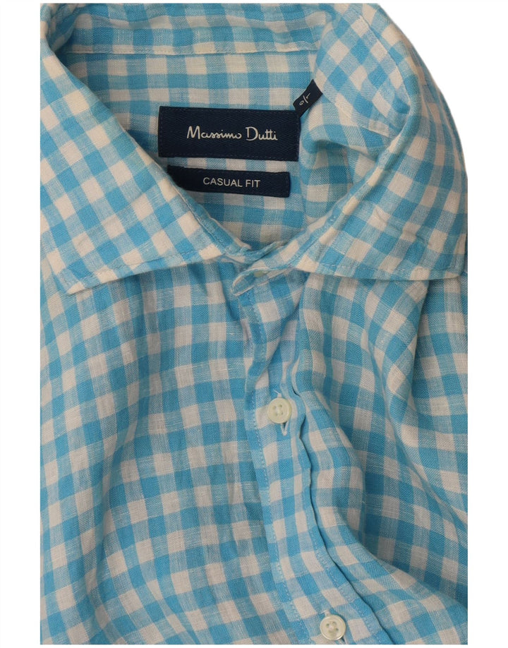 Massimo Dutti Ανδρικό πουκάμισο Casual Fit μεγάλο μπλε Gingham