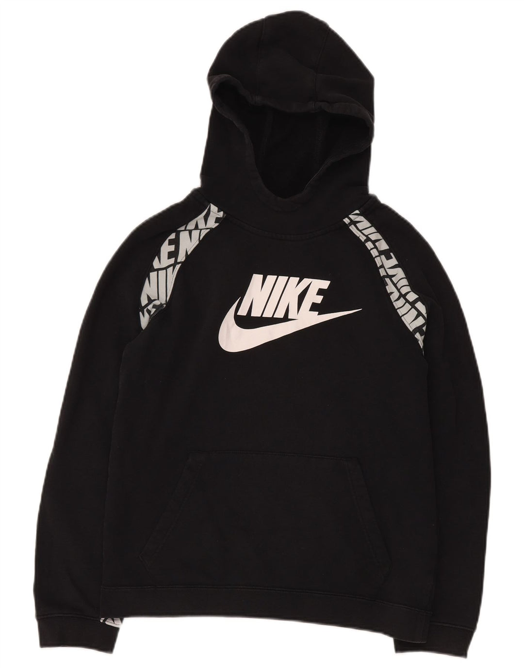 NIKE Boys Graphic Hoodie Jumper 13-14 Years XL Μαύρο βαμβακερό
