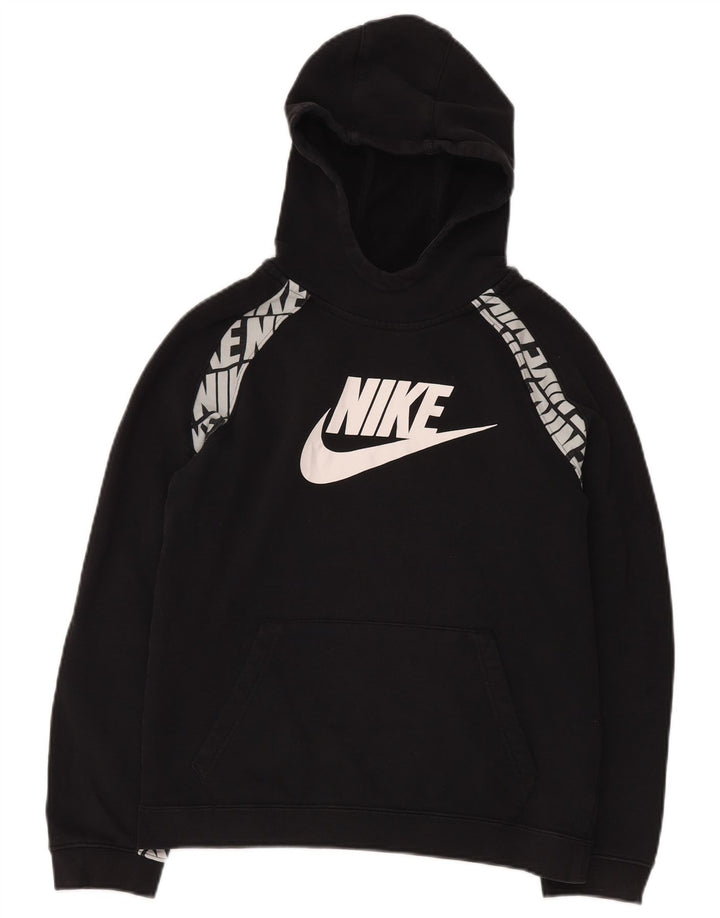 NIKE Boys Graphic Hoodie Jumper 13-14 Years XL Μαύρο βαμβακερό