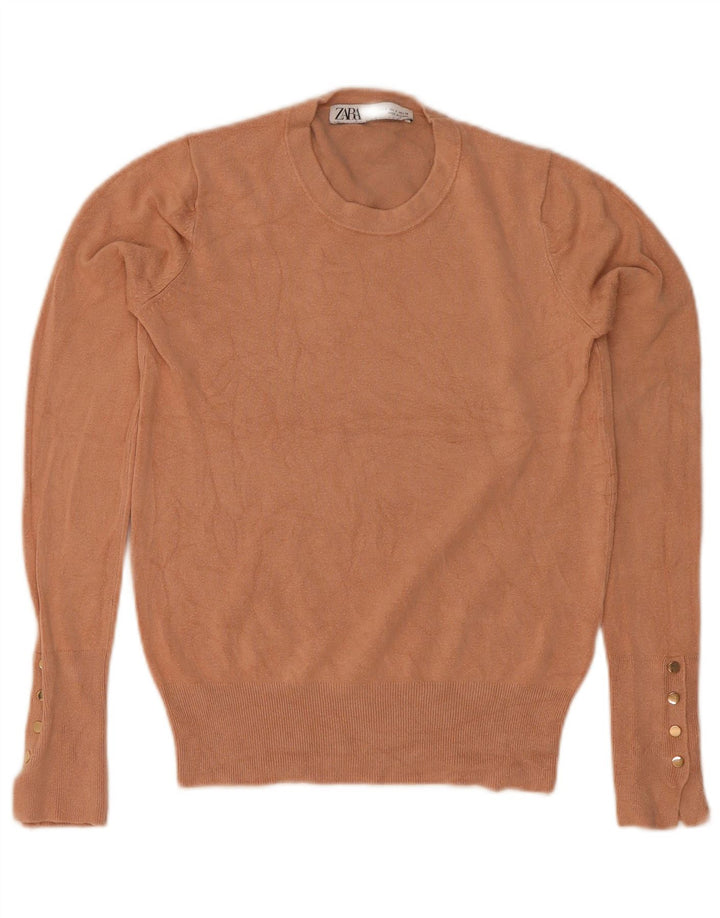 Zara Γυναικείο πουλόβερ με λαιμόκοψη UK 8 Small Brown