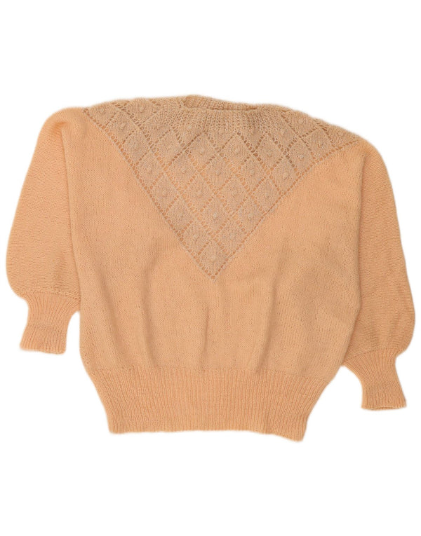 Vintage γυναικείο πουλόβερ με λαιμόκοψη UK 18 XL Beige Argyle/Diamond