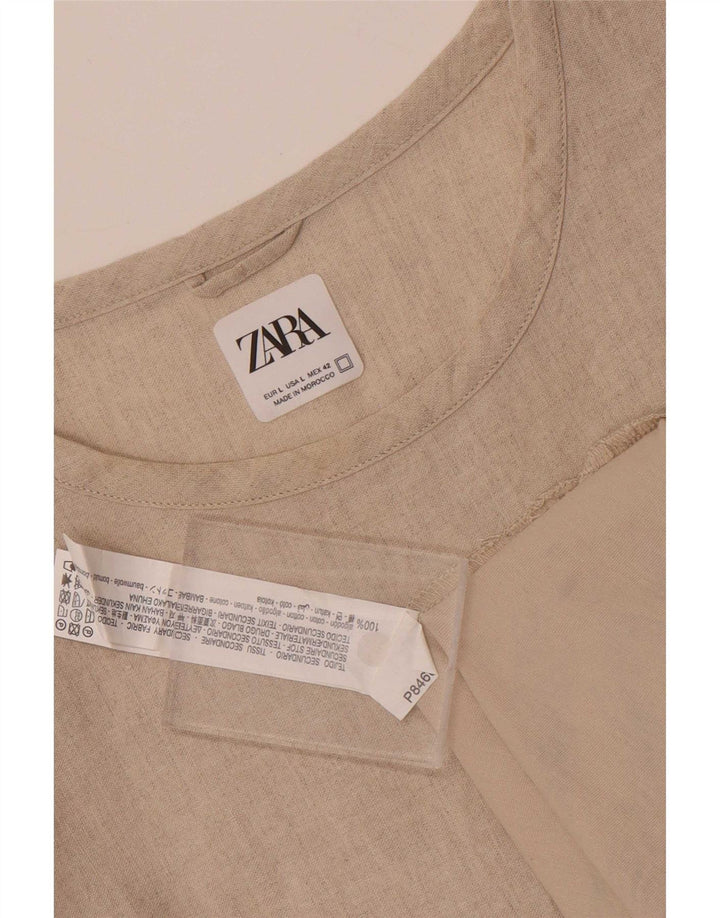 Ανδρικό T-Shirt Zara Top Large Beige Βαμβακερό