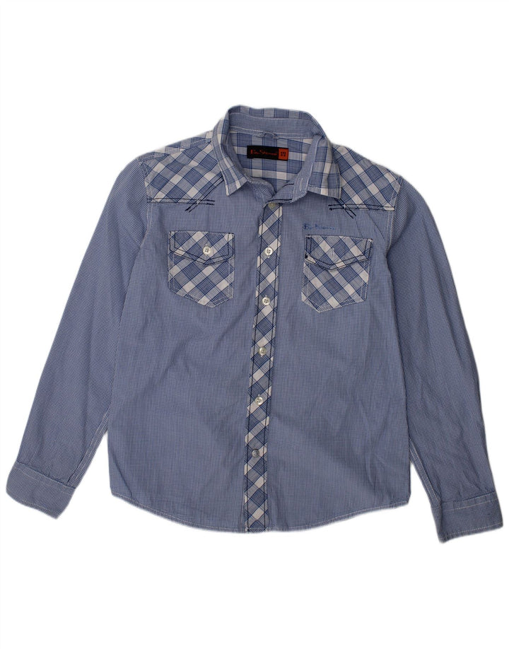 BEN SHERMAN Boys Shirt 8-9 Years Blue Check Cotton