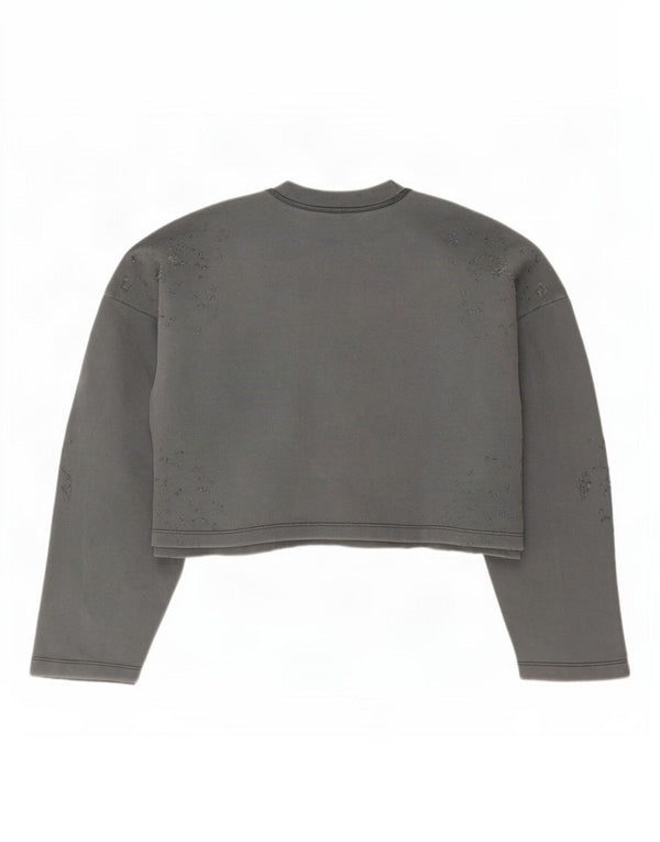 Zara Γυναικεία φούτερ Crop Oversized Jumper UK 14 Medium Grey Cotton