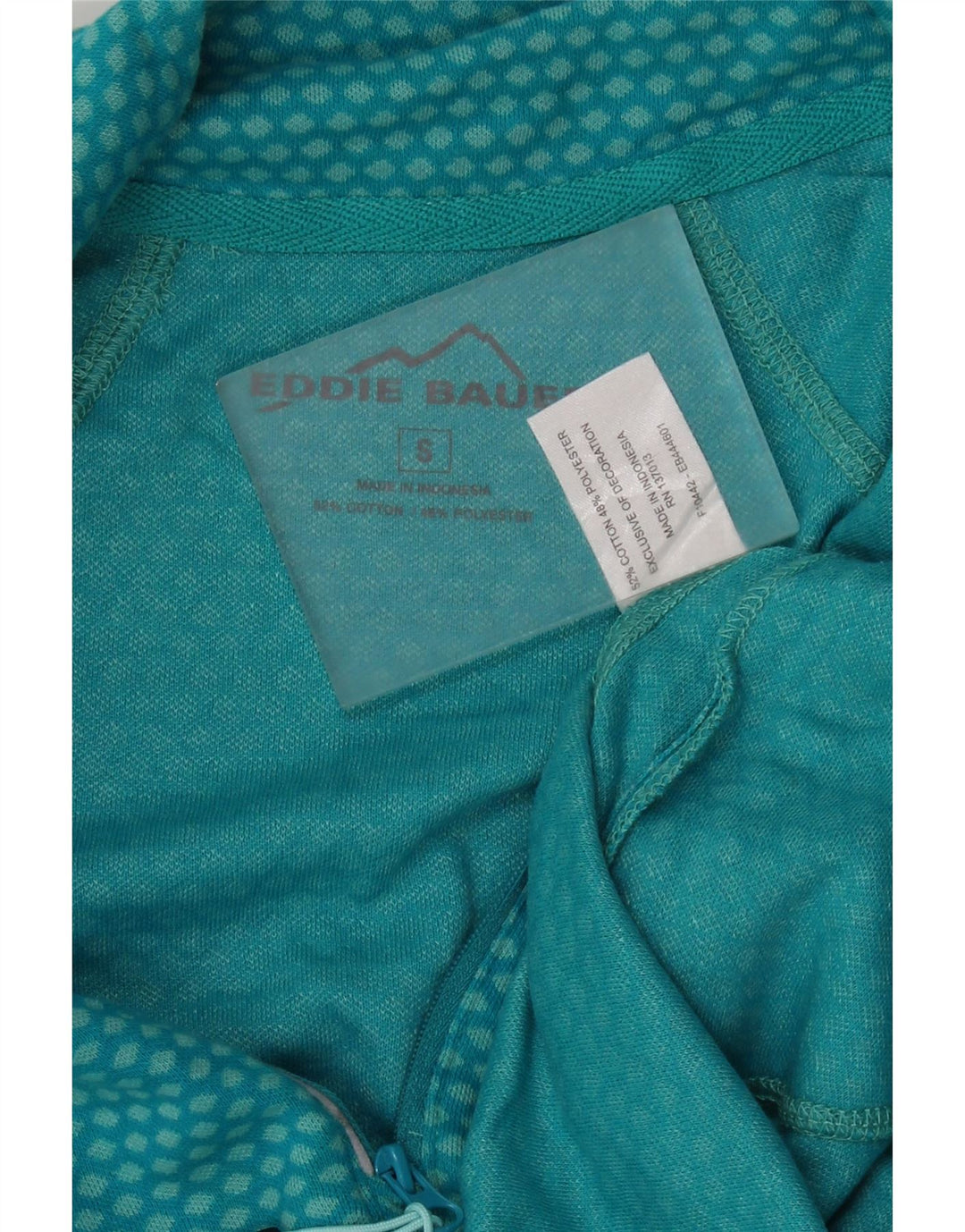 Eddie Bauer γυναικείο μπλουζάκι με φερμουάρ μακρυμάνικο UK 10 μικρά τιρκουάζ στίγματα