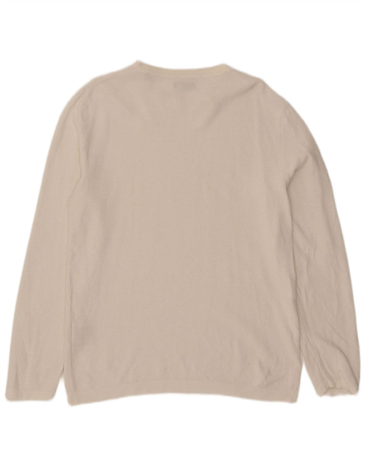 Jack & Jones Ανδρικό πουλόβερ με λαιμόκοψη μεγάλο λευκό βαμβακερό