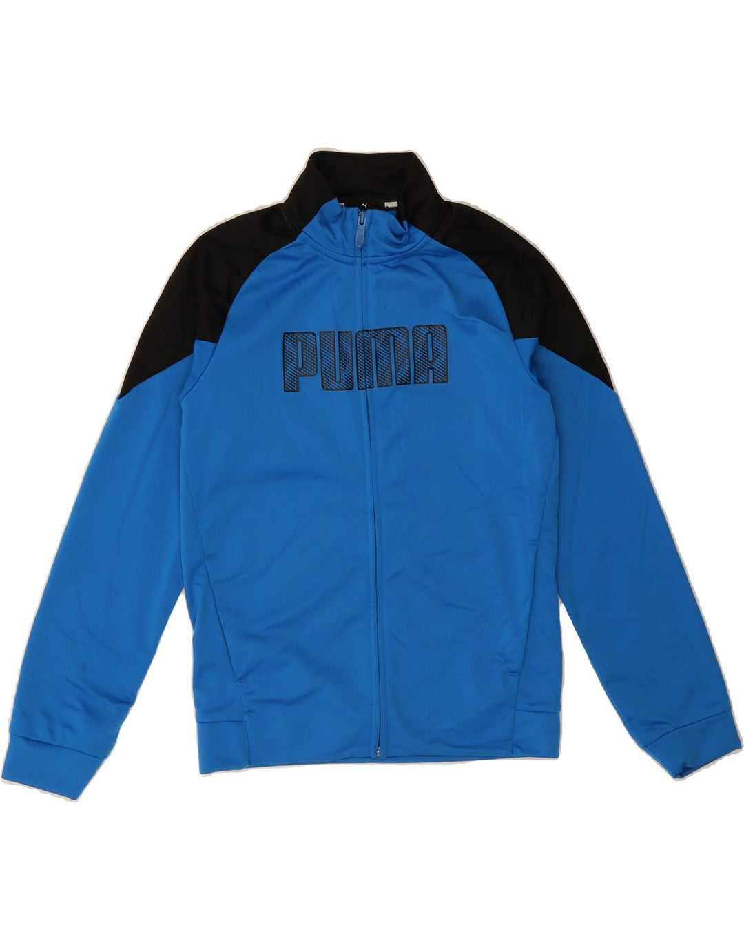 PUMA Boys Graphic Tracksuit Top Jacket 11-12 Years Medium Blue Colourblock Vintage Puma and Second-Hand Puma from Messina Hembry 