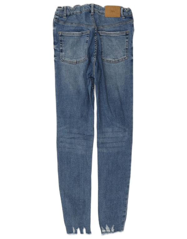 Zara Girls Distressed Skinny Jeans 13-14 ετών W26 L26 Blue