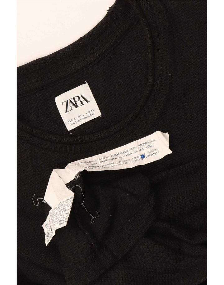 Ανδρικό τοπ Zara μακρυμάνικο μεγάλο μαύρο βαμβακερό