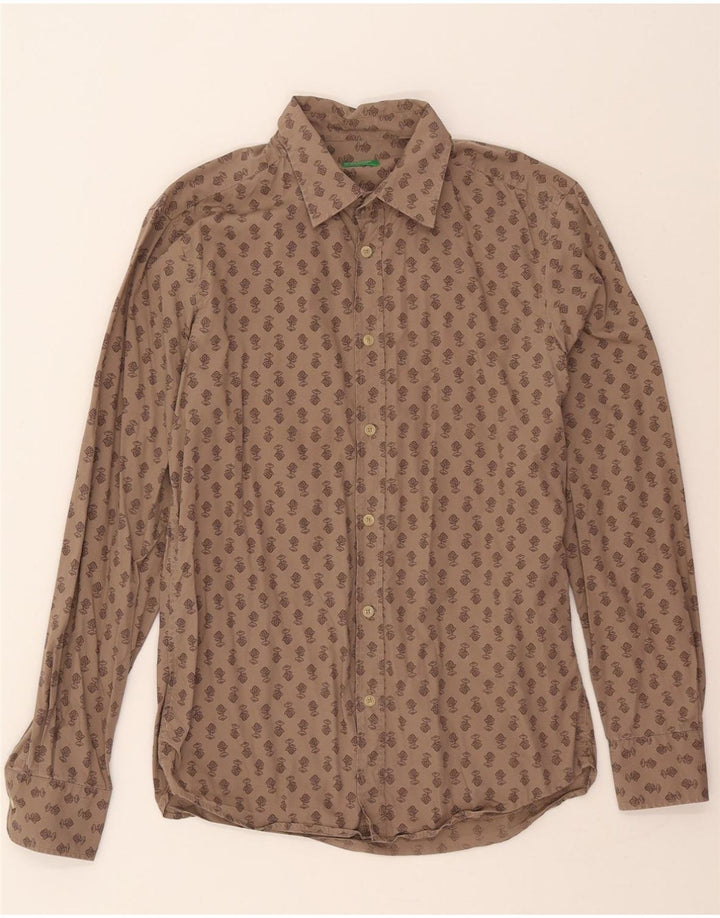 BENETTON Mens Abstract Pattern Shirt Small Brown Vintage Benetton and Second-Hand Benetton from Messina Hembry 