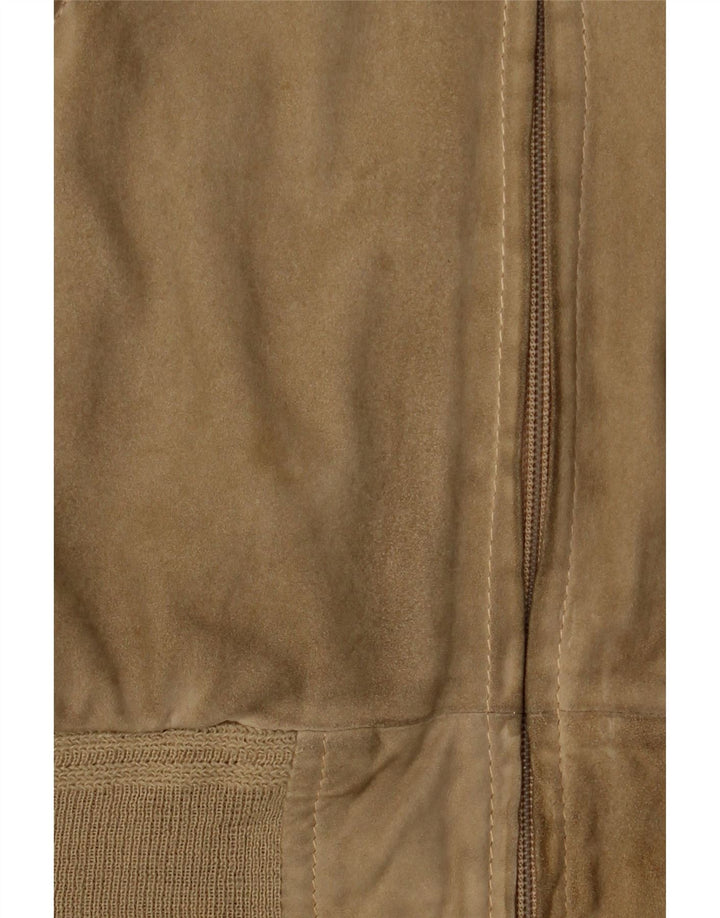 Vintage Ανδρικό Suede Bomber Jacket UK 38 Medium Beige