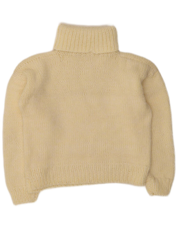 Vintage Womens Roll Neck Jumper Sweater UK 14 Medium Yellow