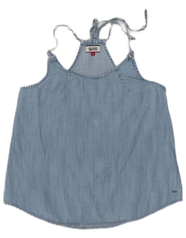 Tommy Hilfiger Womens Halter Top 10 Small Blue Lyocell