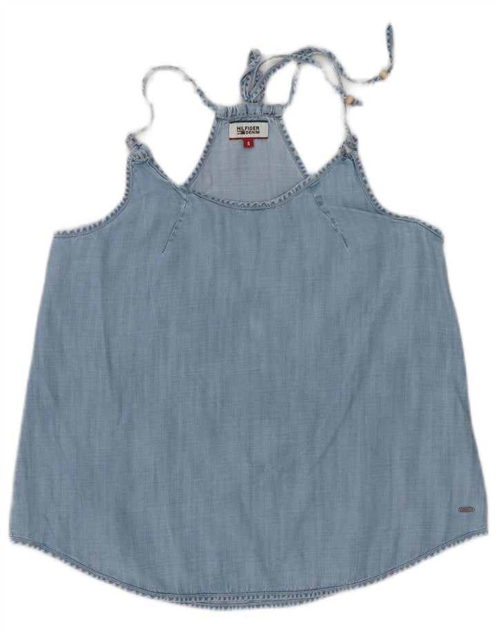 Tommy Hilfiger Womens Halter Top 10 Small Blue Lyocell